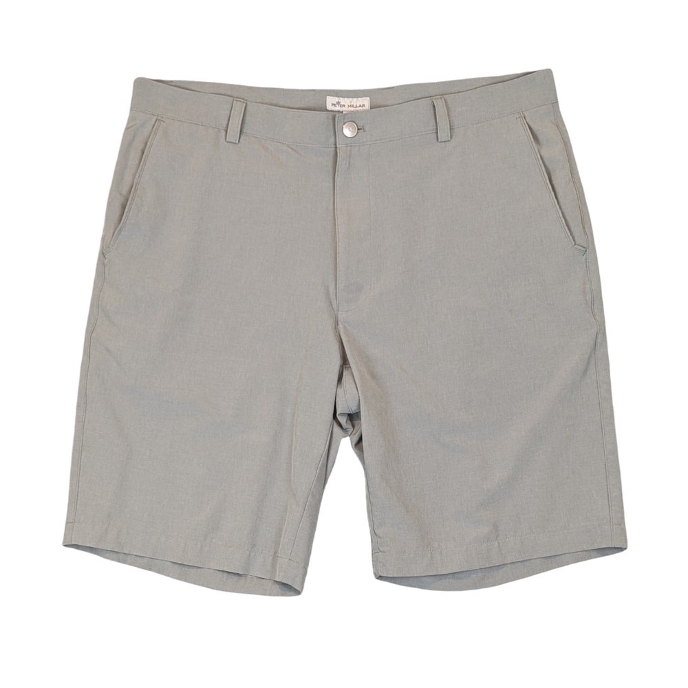 Peter Millar Shackleford Performance Golf Shorts Men's 36 Hybrid Light Gray 10"